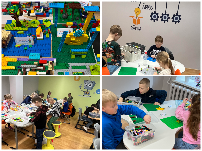 Bērni piedalās tehniskās jaunrades - lego konkursā
