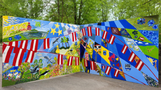 Par godu Latvijas Republikas neatkarības atjaunošanai ar ogreniešu rokām tapusī glezna