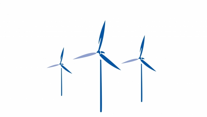 Latvijas vēja parku logotips ar trīs vēja ģeneratoriem