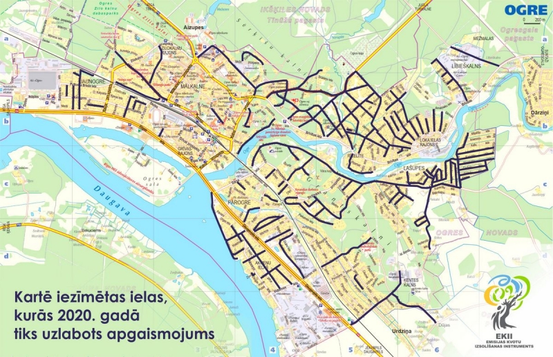 Turpinās ielu apgaismojuma atjaunošana un gaismekļu maiņa Ogrē