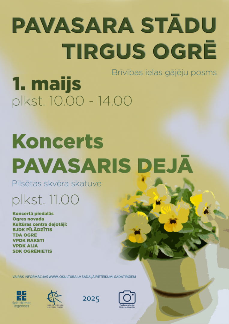 Pavasara stādu tirgus Ogrē 1. maijā no plkst. 10.00 līdz 14.00