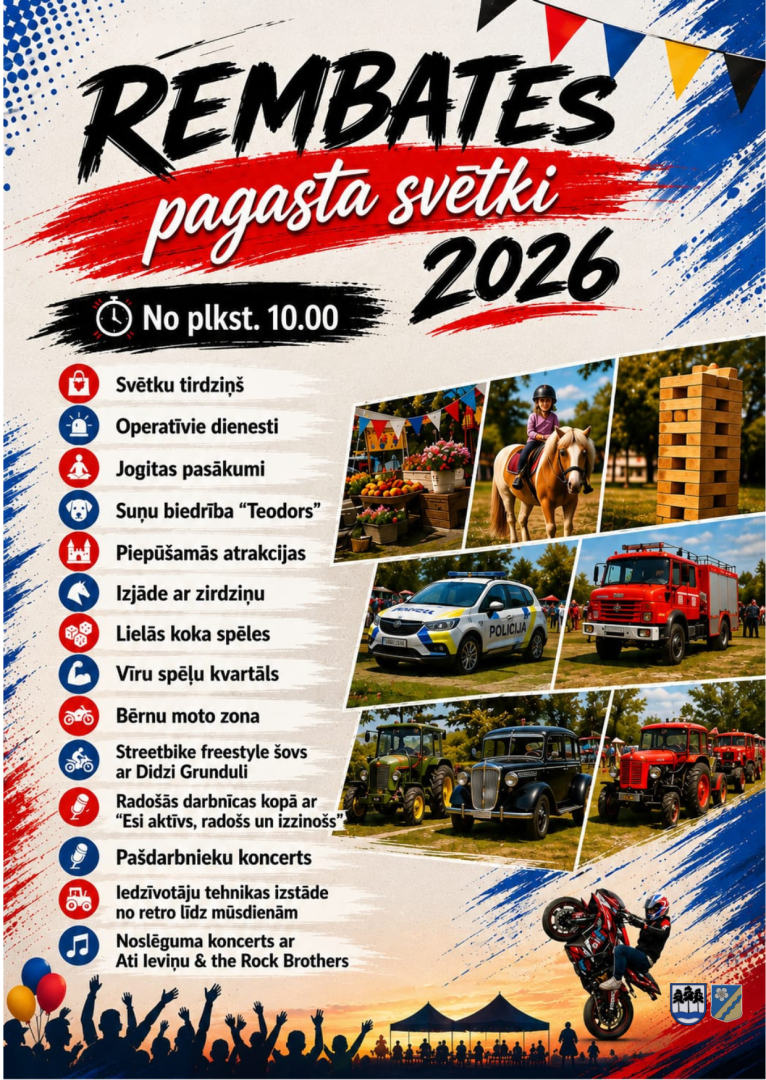 Afiša ar informāciju par Rembates pagasta svētku programmu