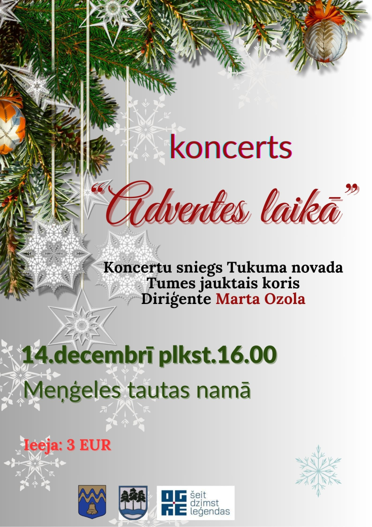 Koncerts&nbsp;“Adventes laikā” 14. decembrī plkst. 16.00 Meņģeles Tautas namā
