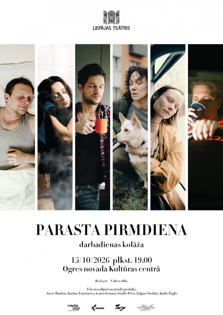 15. oktobrī plkst. 19.00 Ogres novada Kultūras centra Lielajā zālē Liepājas teātra viesizrāde “Parasta pirmdiena”&nbsp;