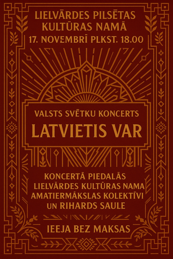 Afiša koncertam Latvietis Var Lielvārdē