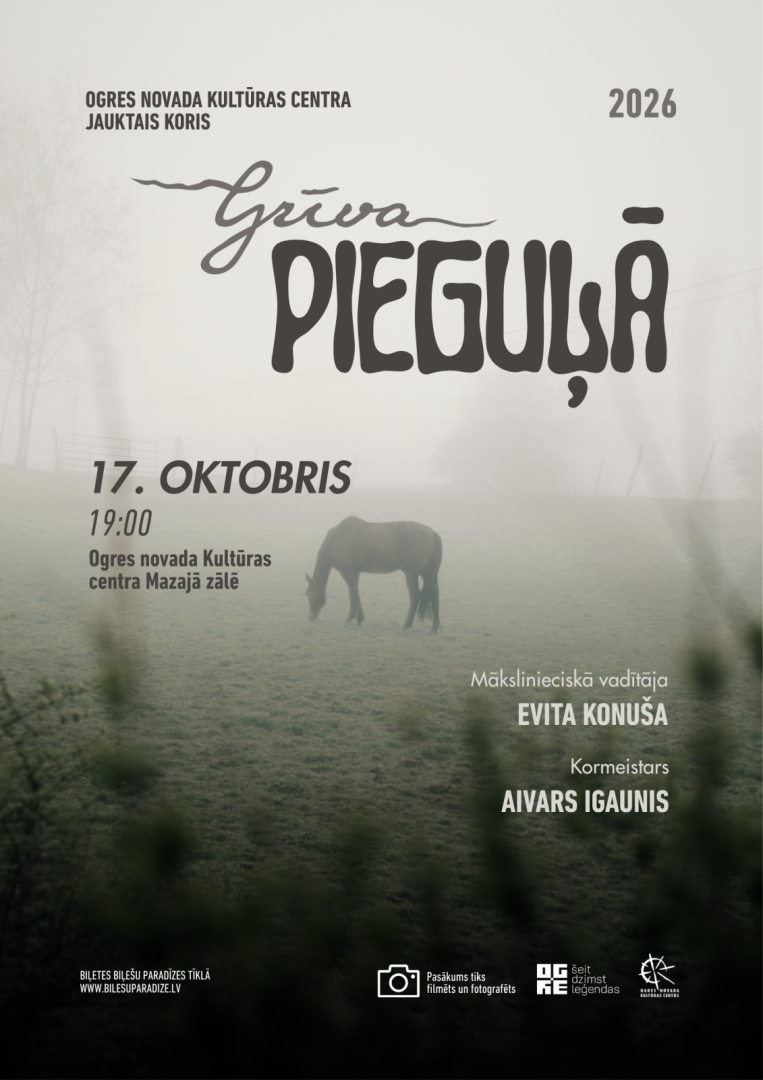 17. oktobris plkst. 19.00 Ogres novada Kultūras centra Mazajā zālē Ogres novada Kultūras centra jauktā kora&nbsp;GRĪVA koncerts&nbsp;PIEGUĻĀ