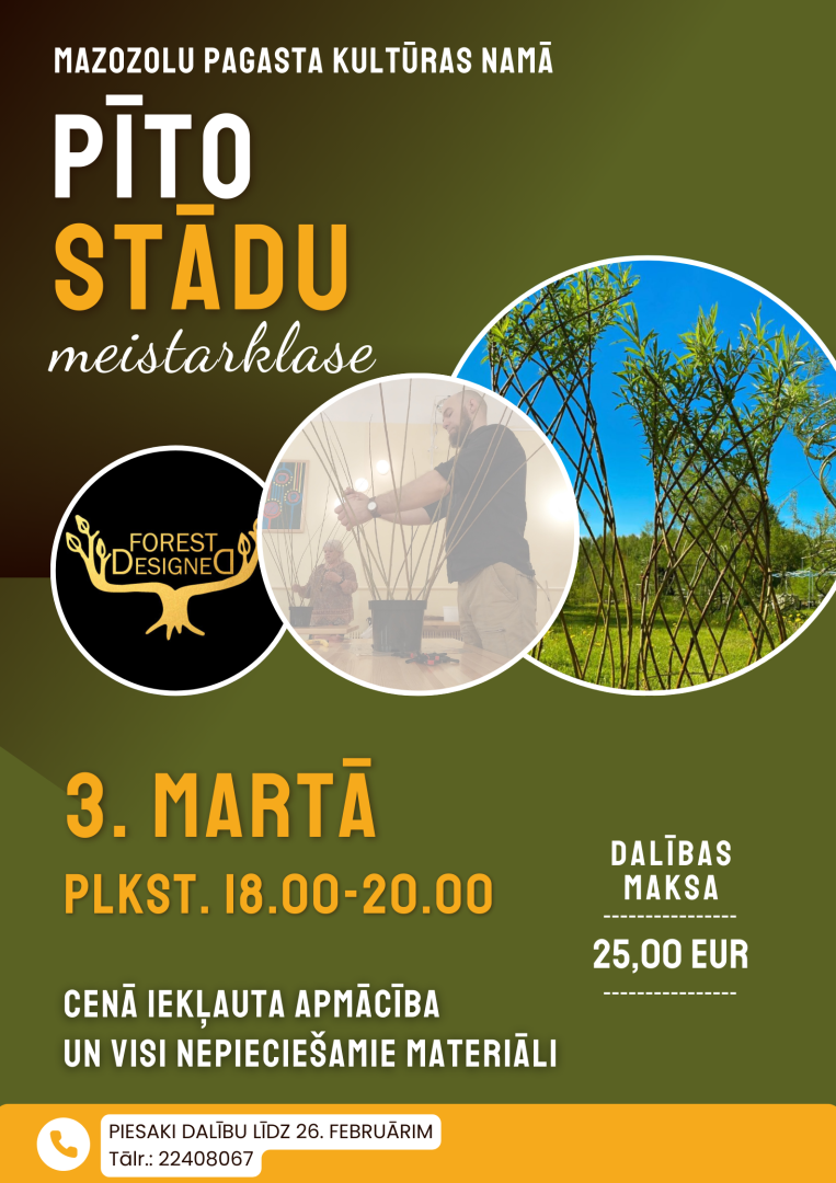 Pīto stādu meistarklase Mazozolu pagasta Kultūras namā 3. martā no plkst. 18.00 līdz 20.00