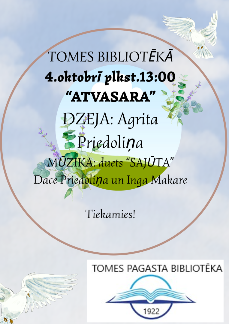 Dzejas dienām veltīts pasākums Tomes bibliotēkā. Afiša