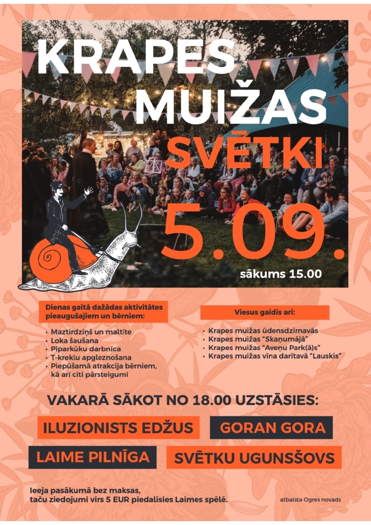 5. septembrī no plkst. 15.00 gaidīsim jūs mūsu kopienas saimniecībās, bet pievakarē tiksimies Skaņumājas "Zaļajā skatuvē", lai baudītu daudzveidīgu kultūras programmu - būs Iluzionists Edžus, Goran Gora un Laime pilnīga, kā arī svētku uguņošana! 15.00-18.00 pie "Skaņumājas" Dienas gaitā dažādas aktivitātes pieaugušajiem un bērniem