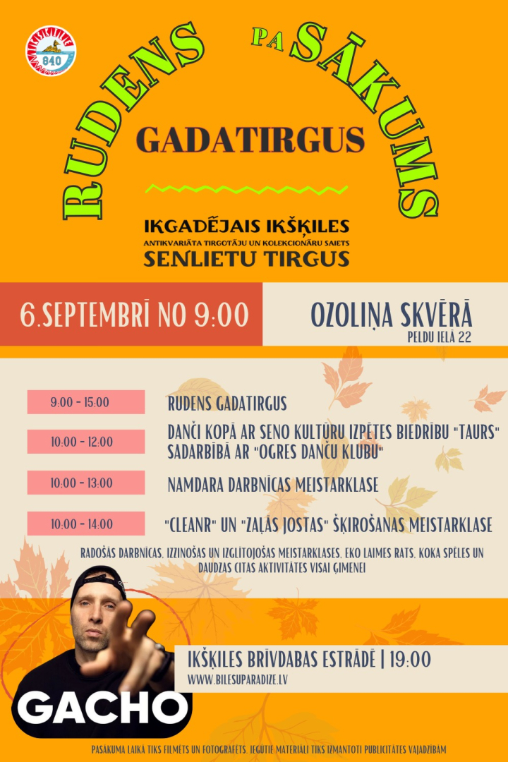RUDENS paSĀKUMS 6. septembrī no 9.00 Ozoliņa skvērā
