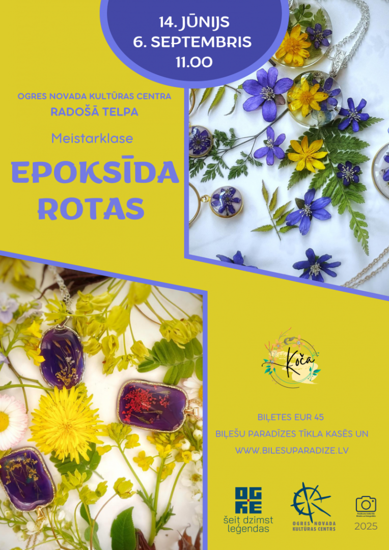 Meistarklase EPOKSĪDA ROTAS Ogres novada Kultūras centra radošajā telpā 6.septembrī plkst. 11.00