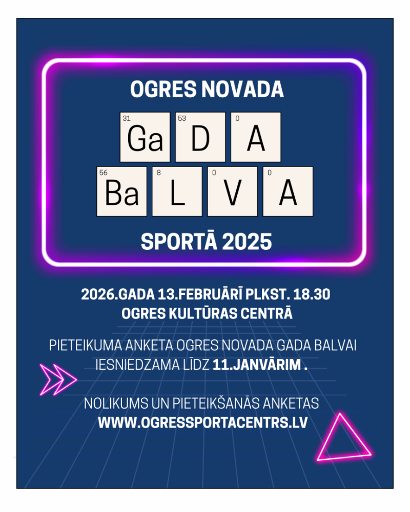 Afiša uzsaukumam "Gada balva sportā"