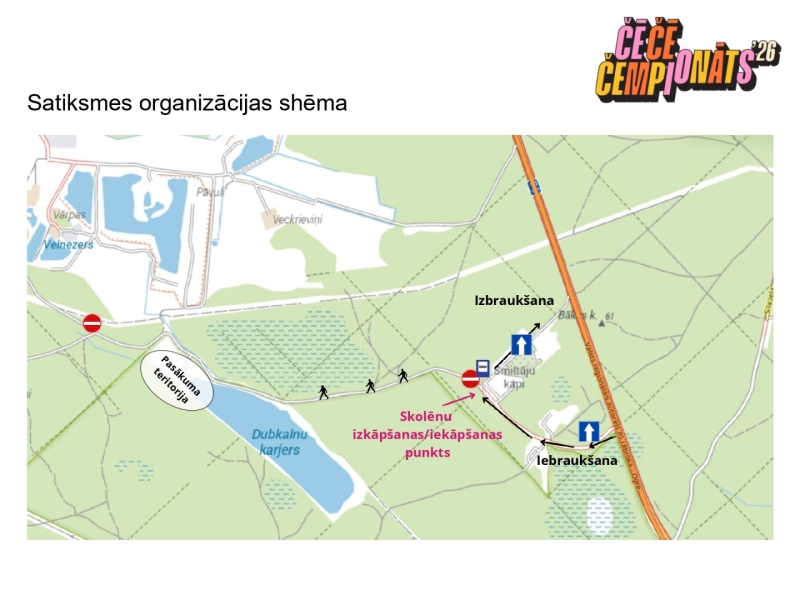 Satiksmes organizācijas shēma Čē Čē Čempionāta norises laikā no 28. līdz 30. maijam