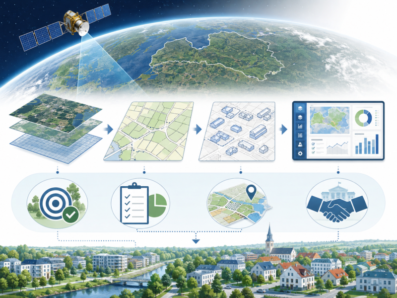 Ogres novada pašvaldība piedalās satelītdatu izmantošanas  > priekšizpētes projektā kadastra un būvniecības datu kvalitātes uzlabošanai