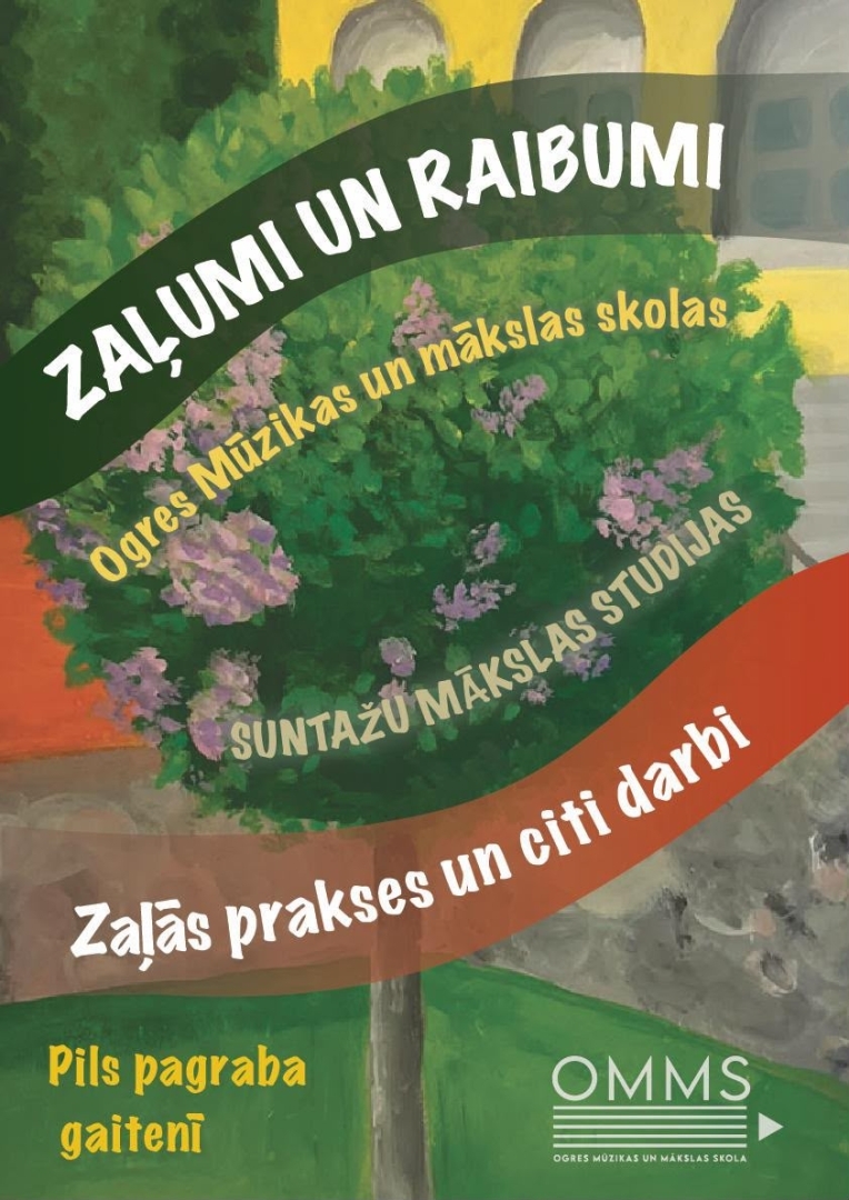 Ogres Mūzikas un mākslas skolas Suntažu mākslas studijas audzēkņu Zaļās prakses un citi skaisti mākslas darbi skatāmi Suntažu pils pagraba gaitenī