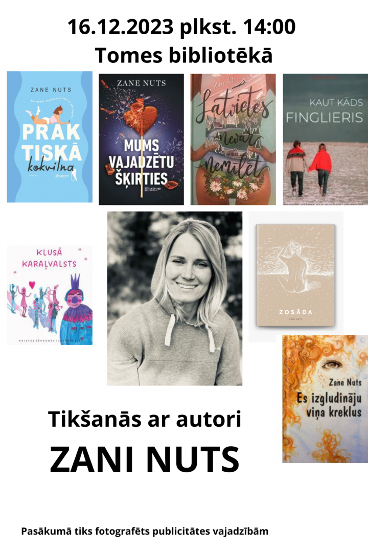 Tikšanās ar autori Zani Nuts 16. decembrī plkst. 14.00 Toms bibliotēkā. 
