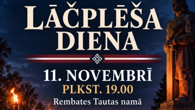 11. novembrī plkst. 19.00 Rembates Tautas namā aicinām kopīgi atzīmēt Lāčplēša dienu un godināt Latvijas brīvības cīnītāju piemiņu.  Pasākumā uzstāsies Lielvārdes koris “Lāčplēsis”. Pēc kora koncerta visi kopīgi dosimies lāpu gājienā.  Nāc ar savu lāpu, svecīti vai vienkārši ar siltu sirdi par Latviju!  Lāpas būs pieejamas arī pie Rembates Tautas nama.  Pasākuma laikā tiks fotografēts un filmēts. Ieeja bez maksas.