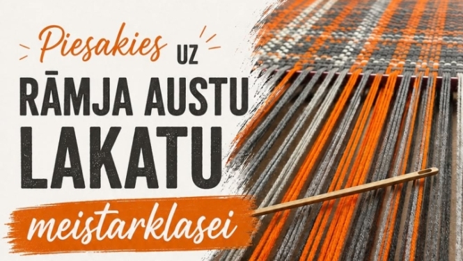 20. un 27. septembrī plkst. 11.00 Krapes Tautas namā Uz rāmja austu lakatu meistarklase ar Sandru Kazakeviču Dalības maksa 35 eiro Pieteikšanās līdz 7. septembrim, Ilze 29577572, krape.tautasnams@ogresnovads.lv
