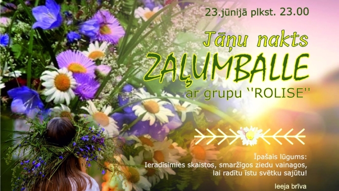 23. jūnijā plkst. 23.00 Suntažu estrādē Jāņu nakts zaļumballe ar grupu ‘’ROLISE’’  Ieeja brīva
