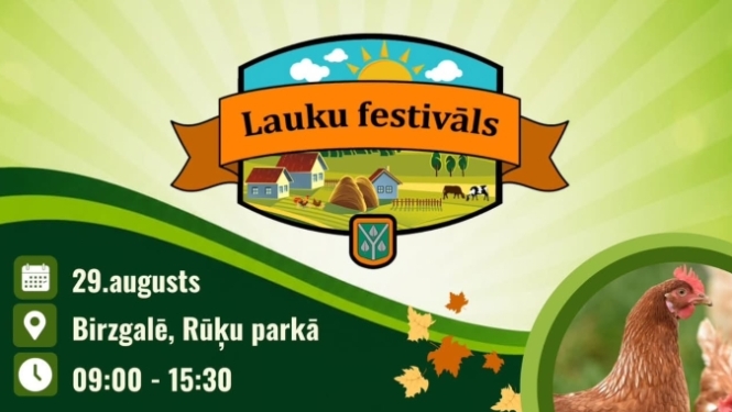 Afiša par pasākumu "Lauku festivāls" 29. augustā no 9.00 līdz 15.30 Rūķu parkā, Birzgalē