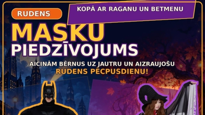 31. oktobrī plkst. 14.00 Rembates Tautas namā ‘’Rudens masku piedzīvojums’’. Aicinām bērnus uz jautru un aizraujošu rudens pēcpusdienu kopā ar Raganu un Betmenu. Nāc savā mīļākajā maskā un pievienojies rudens piedzīvojumam.  Pasākuma laikā tiks fotografēts un filmēts.  Ieeja bez maksas.