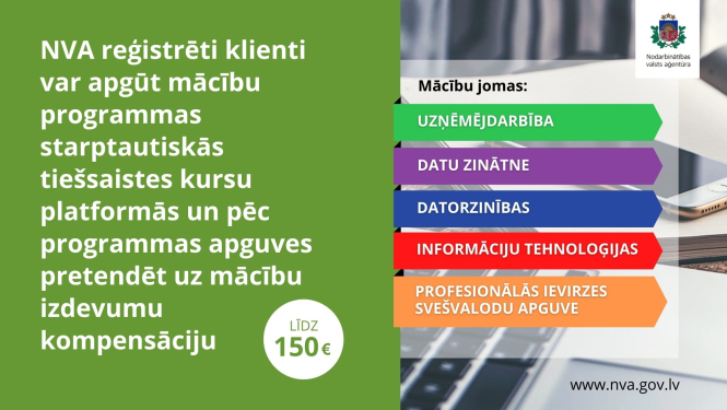NVA piedāvā mācīties un saņemt kompensāciju