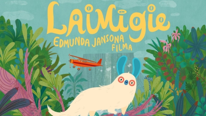 Attēls animācijas filmai "Laimīgie", kurai par godu Ogrē izveidoti divi maršruti ģimenēm ar bērniem