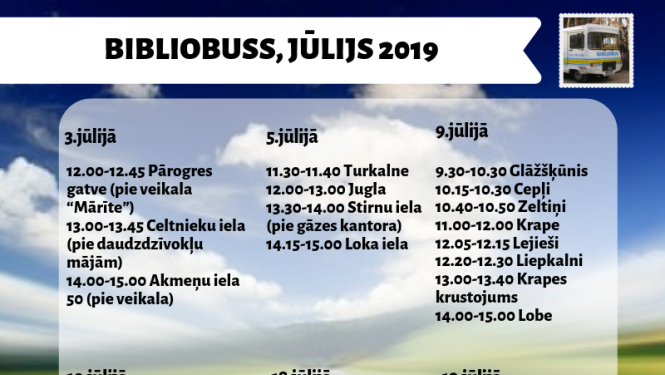 Bibliobusa grafiks jūlijā
