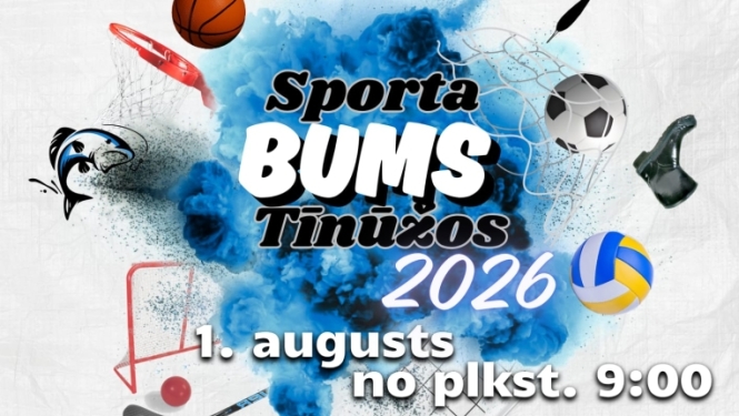 Aicinām ikvienu piedalīties sportiskā un aktīvā dienā "Sporta Bums Tīnūžos 2026". Pasākuma laikā būs iespēja piedalīties gan individuālās aktivitātēs, gan komandu sacensībās, kā arī baudīt dažādas izklaides visai ģimenei.  No plkst. 11.00 līdz 16.00 ikvienam bez maksas būs pieejamas dažādas sportiskas un izklaidējošas aktivitātes