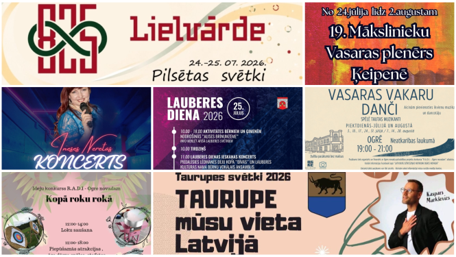 Afišu kolāža pasākumiem 