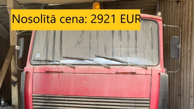 Kustamās mantas – transportlīdzekļa, pašizgāzēja MAZ5551, VRN PO9666 – atsavināšanas izsole. Nosolītā cena: 2921 EUR