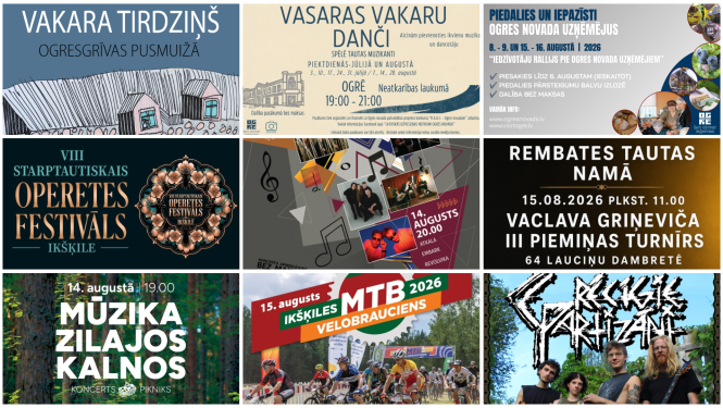 Kolāža ar nedēļas nogales pasākumu afišām