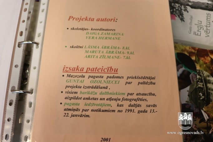 Mazozolu skolā saglabā liecības par barikāžu laiku