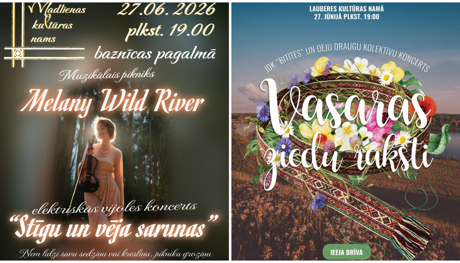 Nedēļas nogales pasākumu afišu kolāža