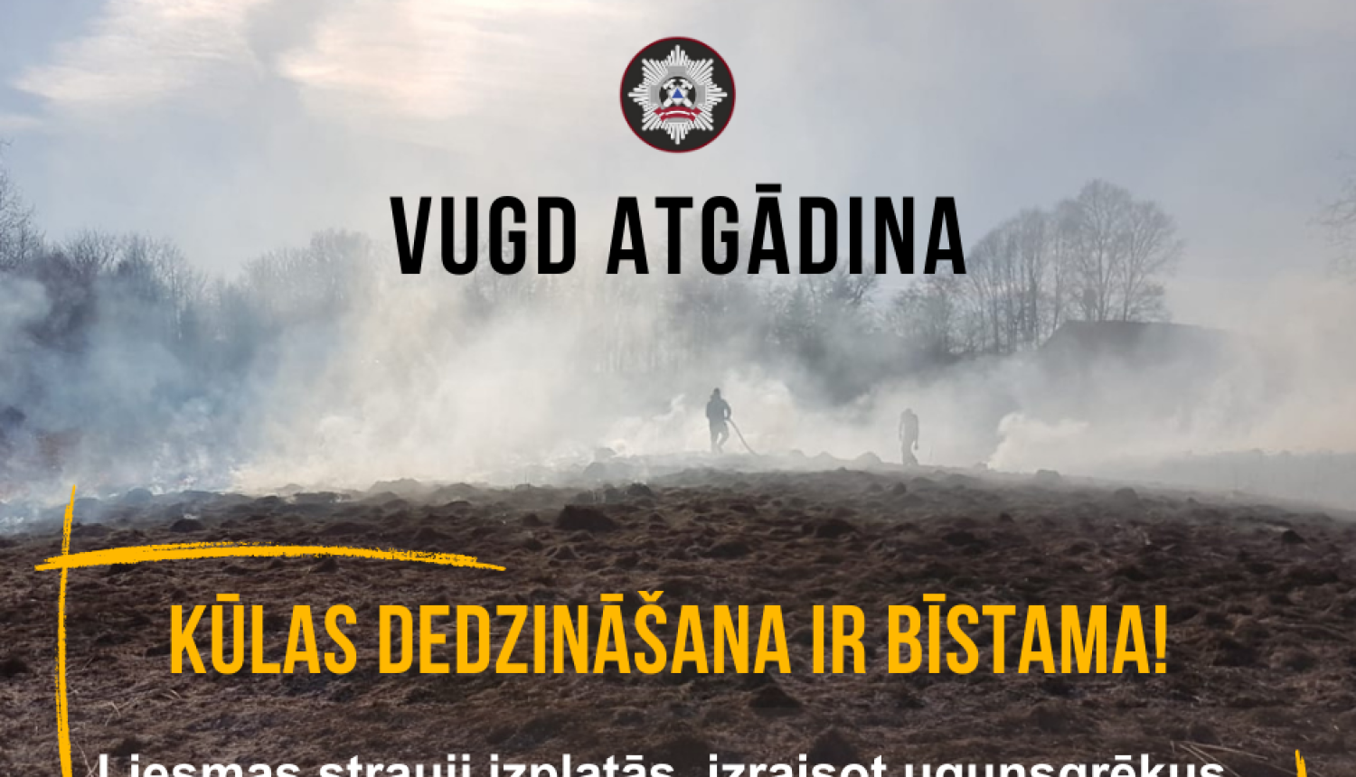 Valsts ugunsdzēsības un glābšanas dienests atgādina, ka kūlas dedzināšana ir bīstama, nodedzis lauks un dūmi