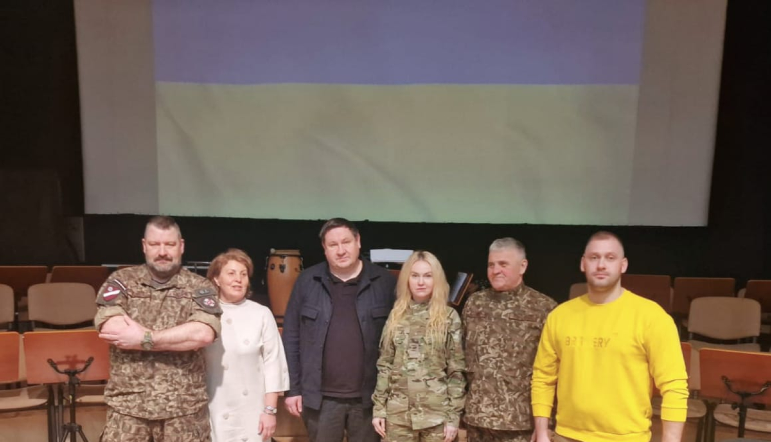 Egils Helmanis, Jānis SLiadiņš, Gerda, Alvis Lukšs tikšanās Madlienā par Ukrainā piedzīvoto 11.02.2024.