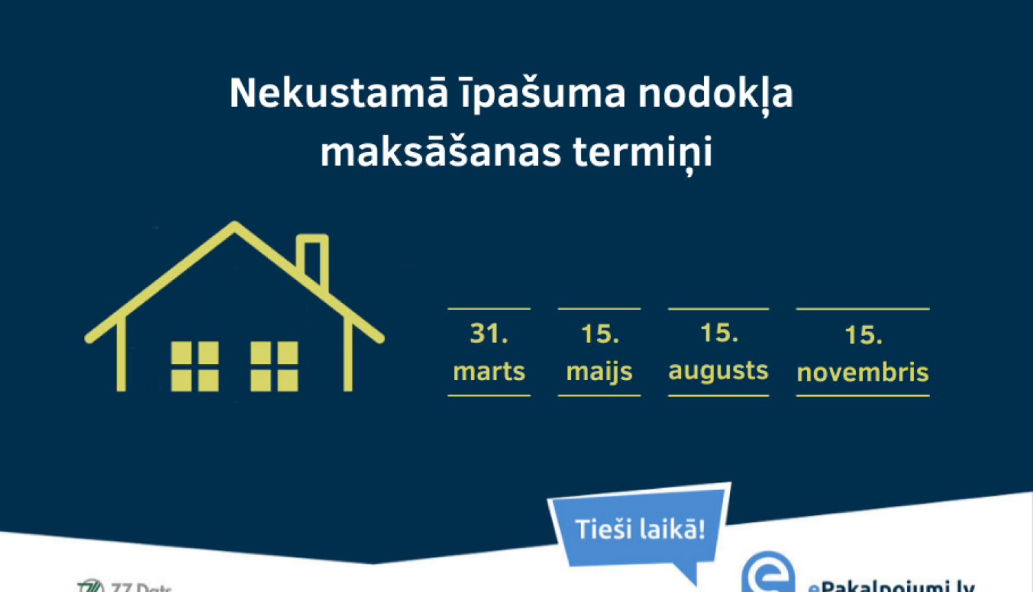 Nekustamā īpašuma nodokļa maksātāju ievērībai: līdz 15.novembrim veicams kārtējais nodokļa maksājums