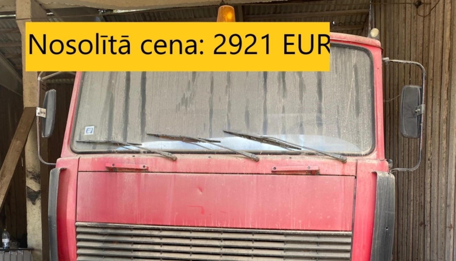 Kustamās mantas – transportlīdzekļa, pašizgāzēja MAZ5551, VRN PO9666 – atsavināšanas izsole. Nosolītā cena: 2921 EUR