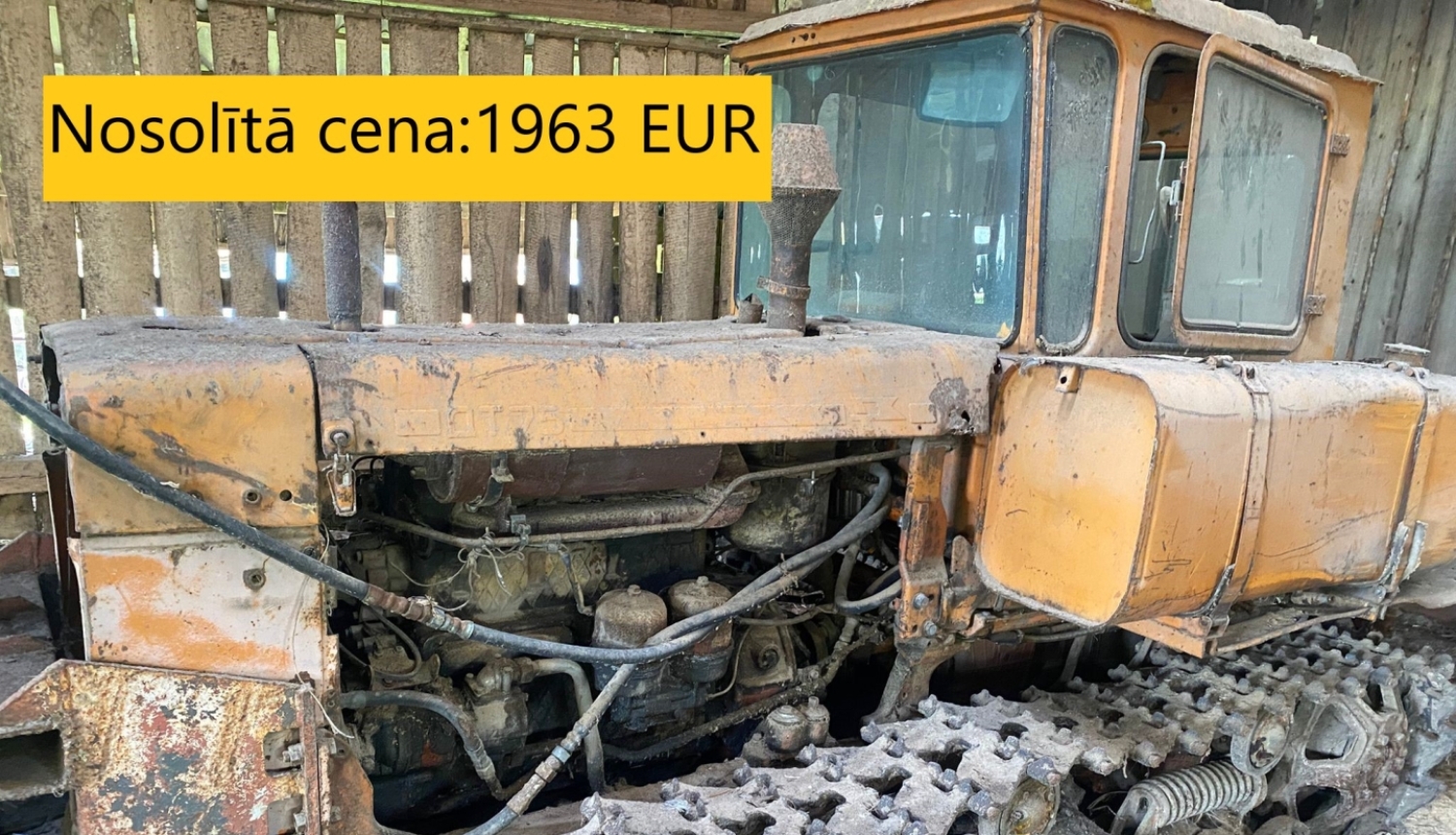 Kustamās mantas - transportlīdzekļa–traktora DT75, VRN T9821LA – atsavināšanas izsole. Nosolītā cena: 1963 EUR