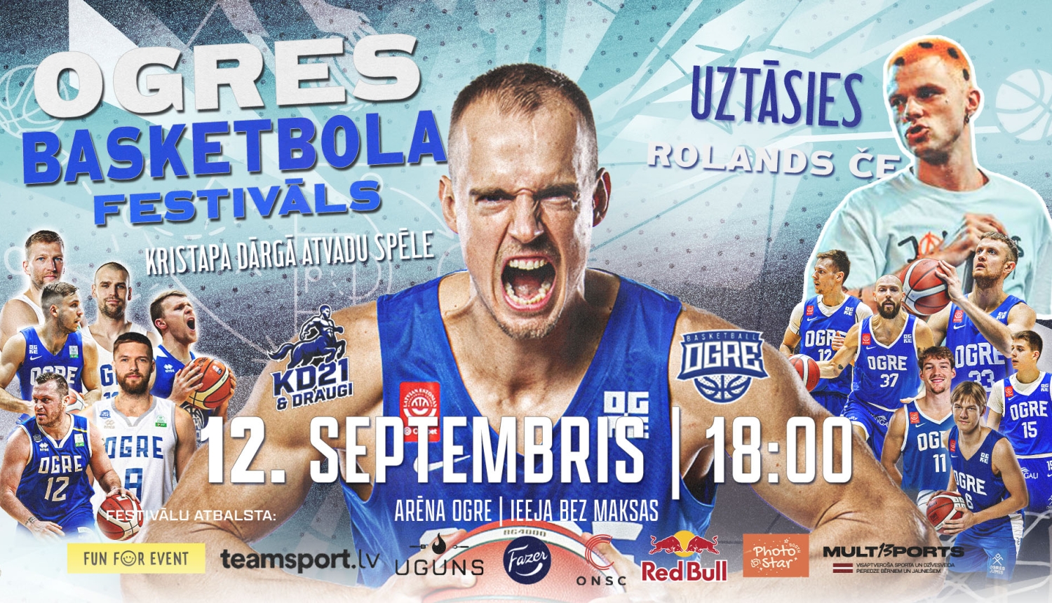 Sestdien, 12. septembrī, plkst. 18.00 Sporta arēnā "Ogre" jau trešo reizi norisināsies OGRES BASKETBOLA FESTIVĀLS – viens no gada gaidītākajiem basketbola notikumiem Ogrē un jaunās sezonas atklāšanas svētki.  Šī gada festivāla emocionālākais brīdis būs ilggadējā BK "Ogre" kapteiņa Kristaps Dārgais godināšana, noslēdzot deviņas spilgtas sezonas kluba rindās. Par godu kapteinim notiks īpaša basketbola spēle – Kristapa Dārgā izveidotā komanda "KD21 & draugi" tiksies ar jauno BK "Ogre" sastāvu, kuru jaunajā sez