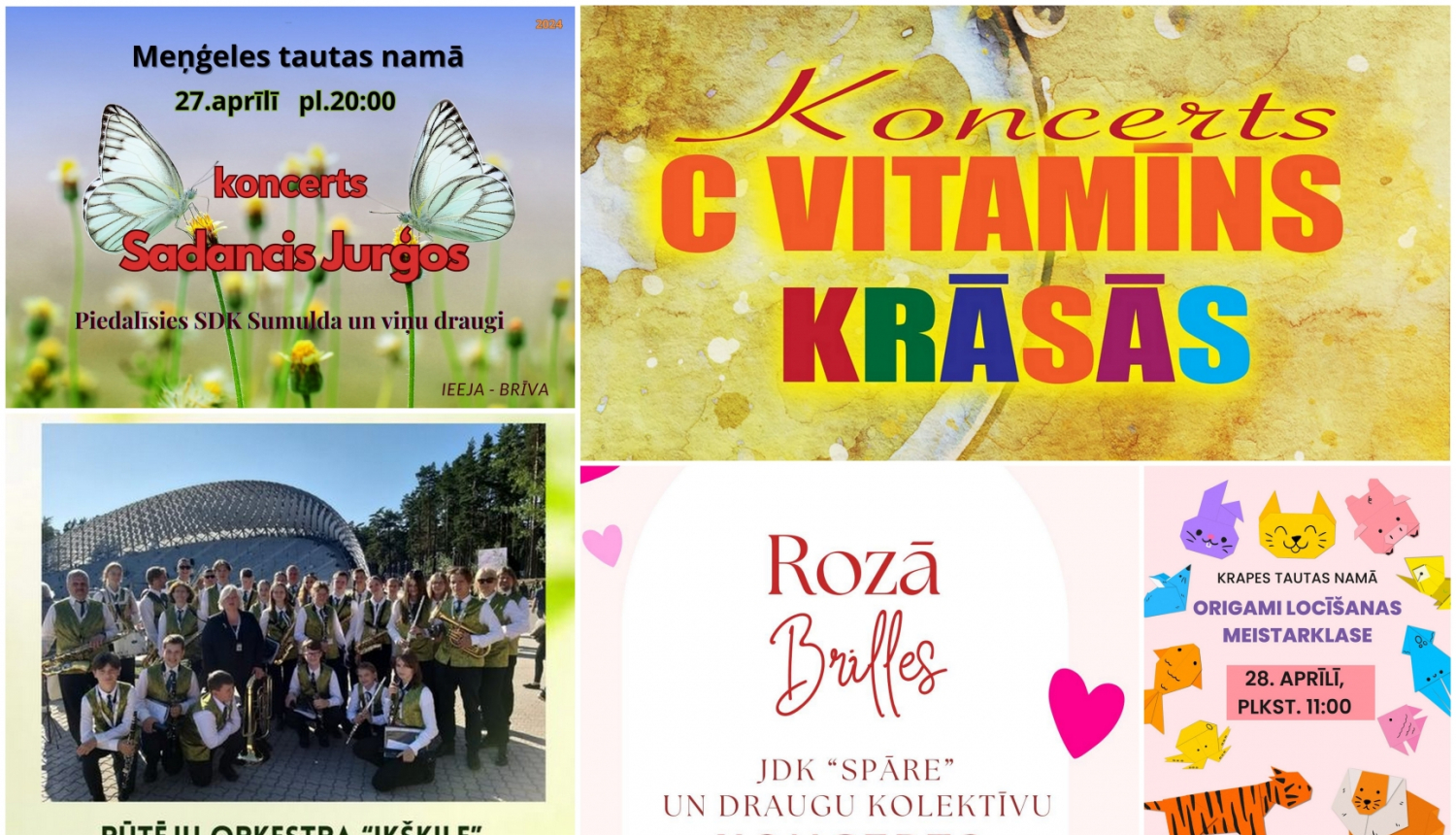 Pasākumu plakāti kolāža 04.2024.