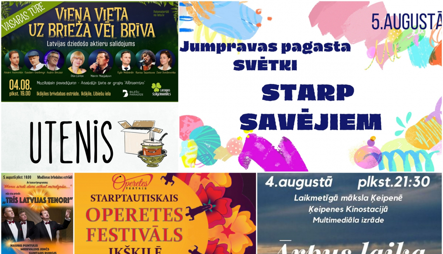 Pasākumu plakāti 08.2023. kolāža