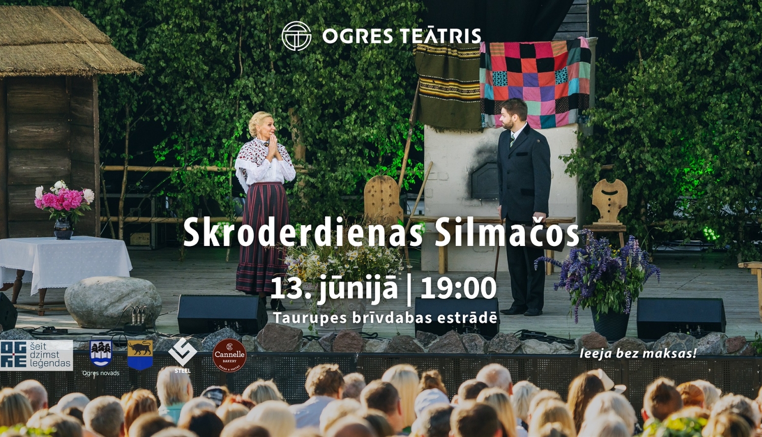 Ieskandinot vasaras saulgriežu laiku, 13. jūnijā plkst. 19:00 Taurupes brīvdabas estrādē bez maksas būs skatāma Ogres teātra izrāde “Skroderdienas Silmačos”. 