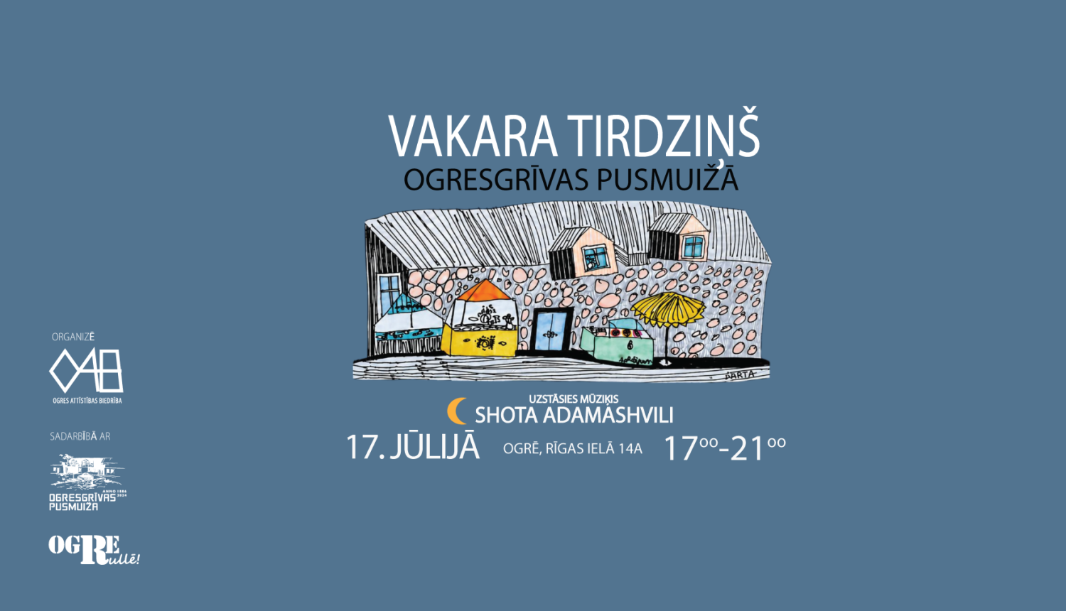 Vasaras vakara tirdziņš Ogresgrīvas pusmužā notiks 17. jūlijā no plkst. 17.00 līdz 21.00
