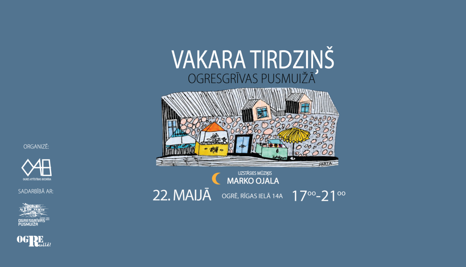 Šo piektdien, 22.maijā no pulksten 17.00 līdz 21.00 Ogresgrīvas pusmuižā (Ogrē, Rīgas ielā 14A)