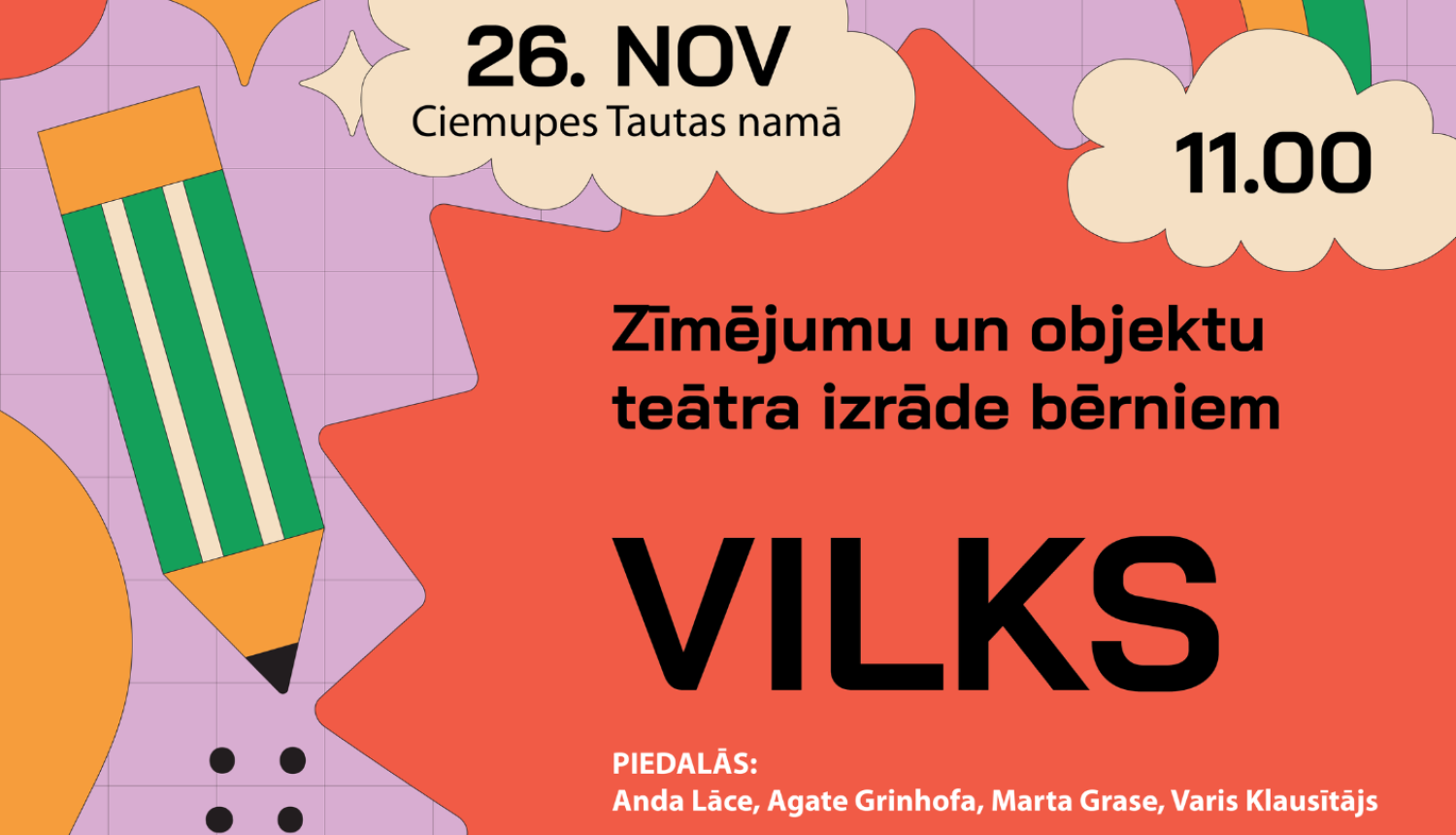 Zīmējumu teātra izrāde bērniem VILKS 11.2023.