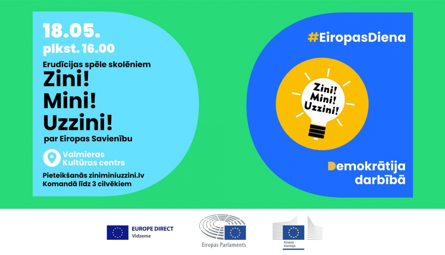 Erudīcijas spēle Zini vai mini plakāts