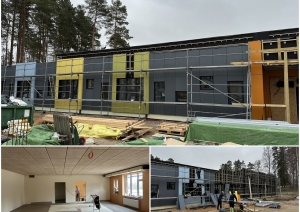 Lielvārdes moduļtipa bērnudārzs, ēka, iekštelpas, bilžu kolāža 04.2024.