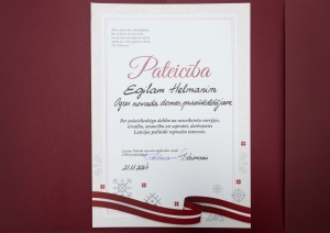 Pateicība E. Helmanim no Latvijas Politiski represēto apvienības