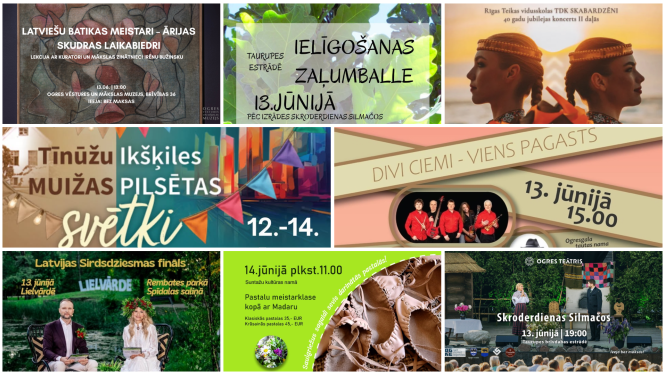 Nedēļas nogales pasākumu afišu kolāža